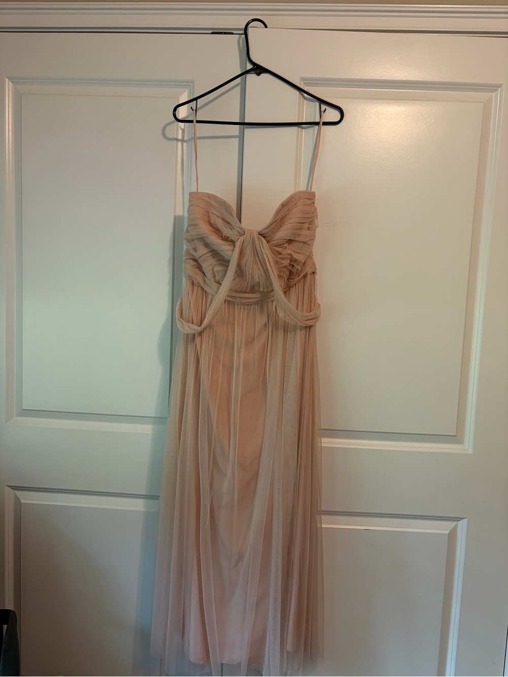 Amsale Strapless Blush Tulle Evening Gown
